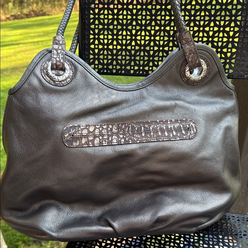Brighton Metalic Bronze Brown Embroidered Shoulder Bag - Picture 6 of 9